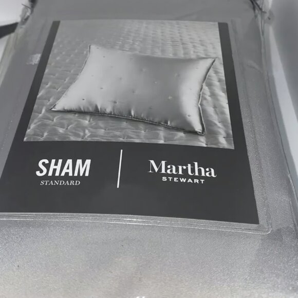 Martha Stewart Standard Pillow Sham Tufted Satin Gray - Picture 1 of 2